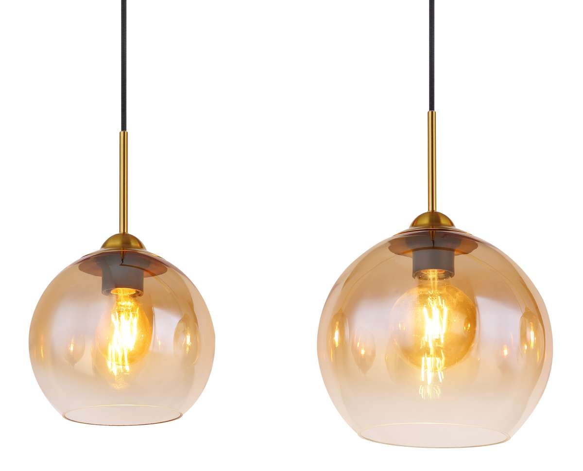 Luce a sospensione - metallo color ottone satinato - vetro ambra | Globo  Lighting Italy